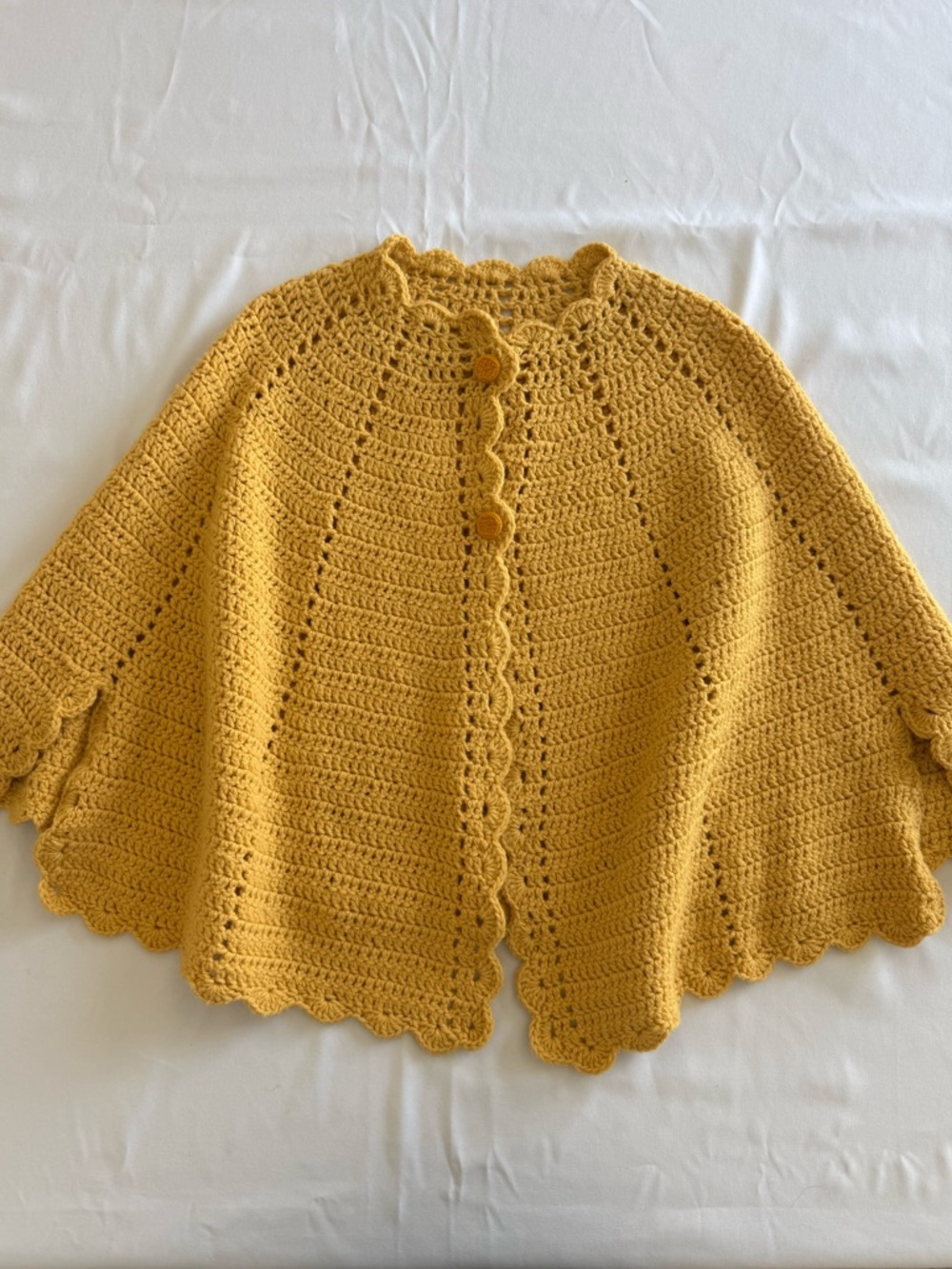 Mustard Crochet Poncho Shrug - Women's Sweater - Picture 5 of 7